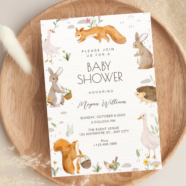 Invitación Ducha de bebé de animales lindos (Subido por el creador)
