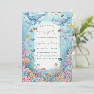 Invitación Ducha de Bebé de Animales Marinos al Acuarela