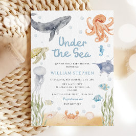 Invitación Ducha de Bebé de Animales Marinos Bajo El Mar