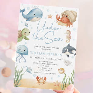 Invitación Ducha de Bebé de Animales Oceánicos Bajo el Mar