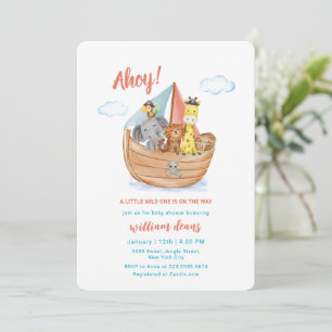 Invitación Ducha de bebé de animales salvajes safari pirata e