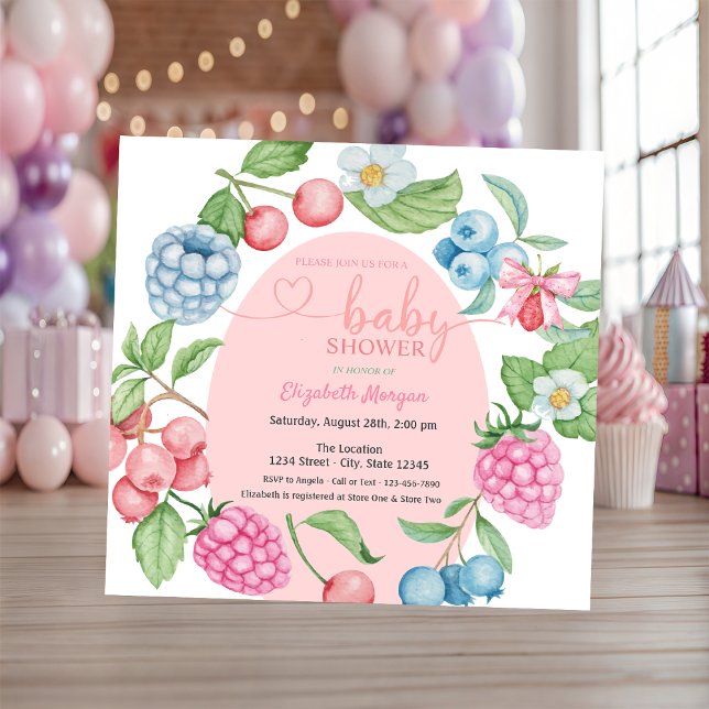 Invitación Ducha de Bebé de Arándano Fresa Frambuesa (Subido por el creador)