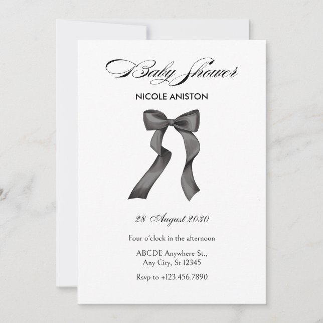 Invitación Ducha de bebé de arco blanco y negro (Anverso)