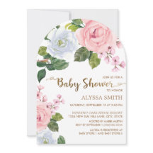 Ducha de bebé de arco de rosas florales blancas ro
