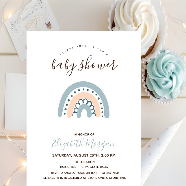 Invitación Ducha de bebé de arcoíris pastel (Subido por el creador)