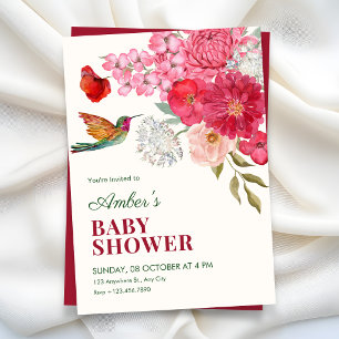 Invitación ducha de bebé de arte floral