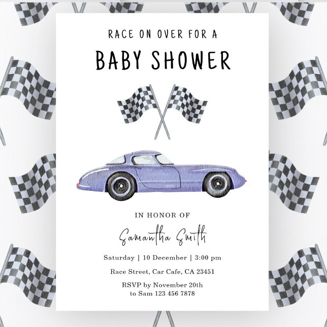 Invitación Ducha de Bebé de Auto de Carreras (Subido por el creador)