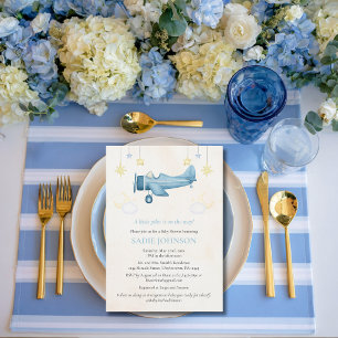 Invitación Ducha de bebé de avión Bienvenida caprichosa para 