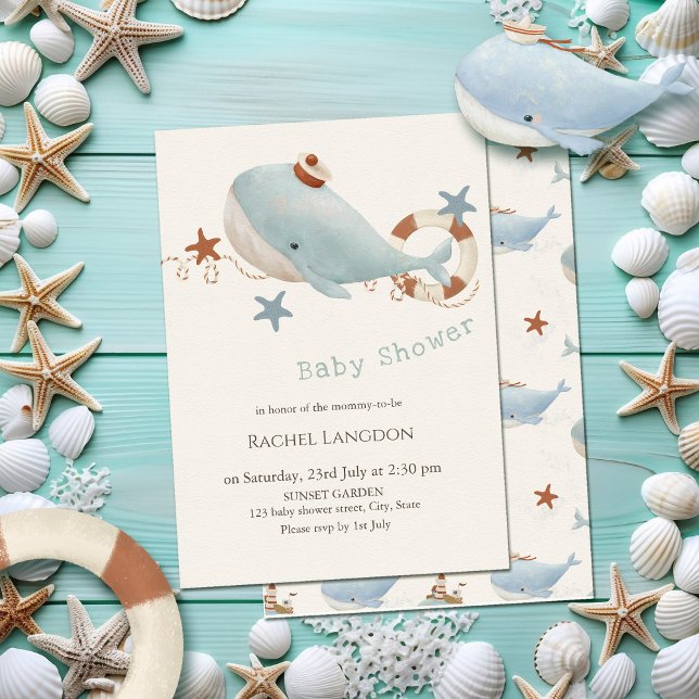 Invitación Ducha de bebé de ballena Adorable (Subido por el creador)