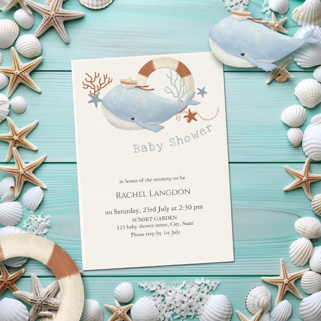 Invitación Ducha de bebé de ballena Adorable (Subido por el creador)