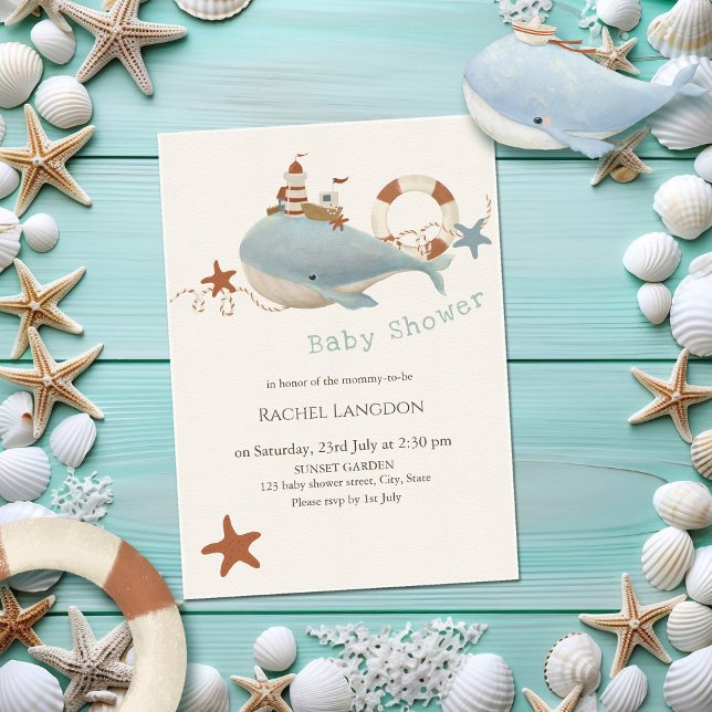 Invitación Ducha de bebé de ballena Adorable (Subido por el creador)