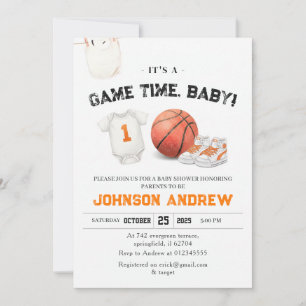 Invitación Ducha de bebé de baloncesto con Mate Personal Slam