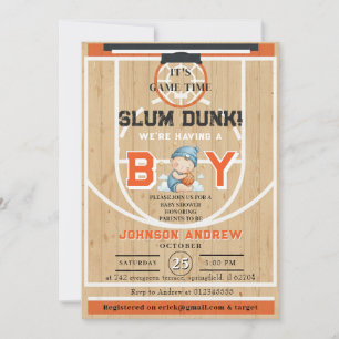Invitación Ducha de Bebé de Baloncesto Personal Slam Dunk