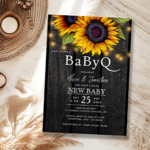 Invitación Ducha de bebé de barbacoa de girasoles florales rú