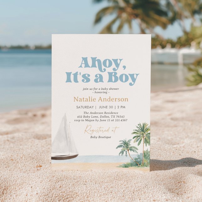Invitación Ducha de bebé de barco de vela náutico (Subido por el creador)