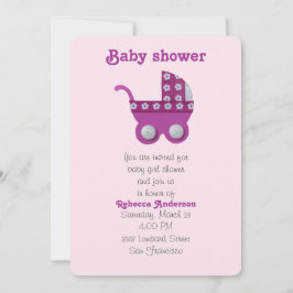 Invitación Ducha de bebé de bebé rosa oscuro