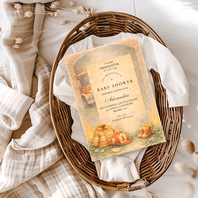 Invitación Ducha de bebé de bombero lindo (Subido por el creador)