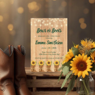 Invitación Ducha de bebé de botas de vaquero con girasoles rú