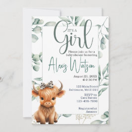 Invitación ducha de bebé de bovino de montaña