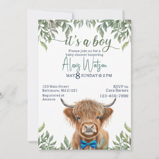 Invitación ducha de bebé de bovino de montaña
