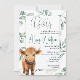 Invitación ducha de bebé de bovino de montaña
