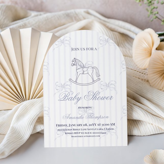 Invitación Ducha de bebé de caballo mecedor de niño con lazo  (Subido por el creador)