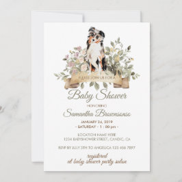 Invitación Ducha de bebé de cachorro de pastor australiano 
