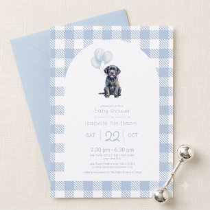 Invitación Ducha de bebé de cachorro Labrador negro con gingh