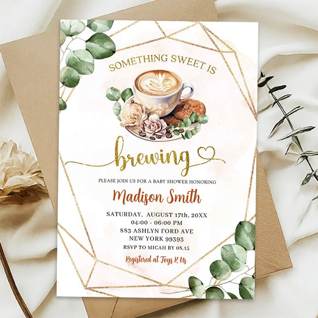 Invitación Ducha de Bebé de Café con Infusión de Vegetación G (Subido por el creador)