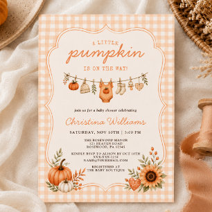 Invitación Ducha de bebé de calabacita a cuadros