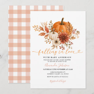 Invitación Ducha de bebé de calabaza floral de otoño que se e