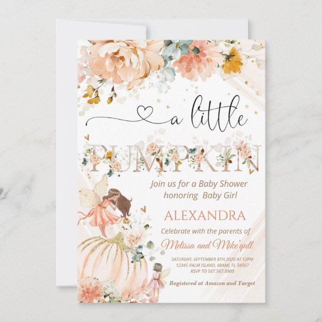 Invitación Ducha de bebé de calabaza Hay una calabaza en cami (Anverso)