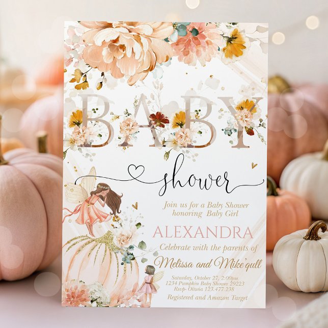 Invitación Ducha de bebé de calabaza Hay una calabaza en cami (Pumpkin Baby Shower - A Little Pumpkin Is On The Way Invitation)
