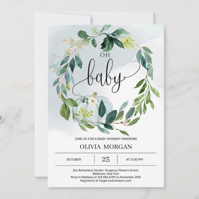 Invitación Ducha de bebé de calabaza infantil personalizada (Anverso)