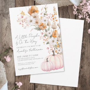 Invitación Ducha de Bebé de Calabaza Rosa de Flor Silvestre