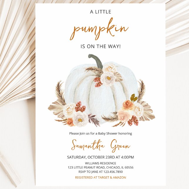 Invitación Ducha de bebé de calabaza rústica boho (Subido por el creador)