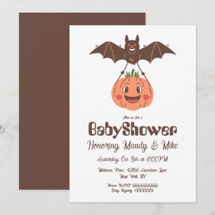 Invitación Ducha de bebé de calabaza y murciélago Fiesta de H