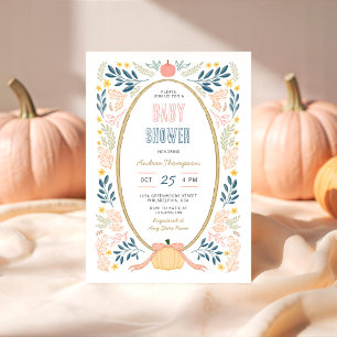 Invitación Ducha de bebé de calabazas y lazo de otoño