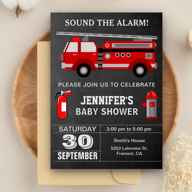 Invitación Ducha de bebé de camión de bomberos (Subido por el creador)