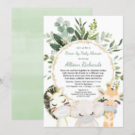Invitación Ducha de bebé de carretera lindo animales de color