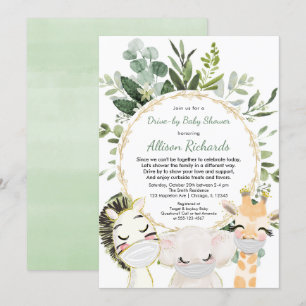 Invitación Ducha de bebé de carretera lindo animales de color