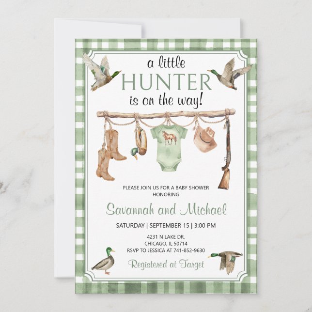 Invitación Ducha de Bebé de Caza de Patos (Anverso)