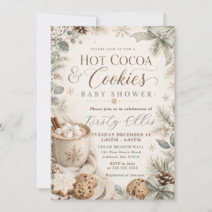 Invitación Ducha de Bebé de Chocolate Caliente y Galletas