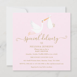 Invitación Ducha de bebé de cigüeña de entrega especial / Spr