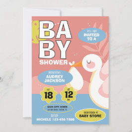 Invitación Ducha de bebé de cigüeña linda