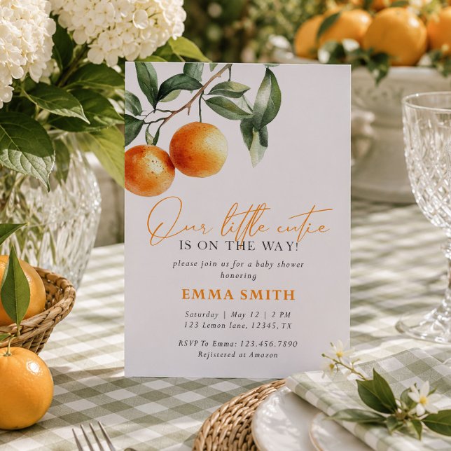 Invitación Ducha de bebé de Citrus Little Cutie con Gingham V (Subido por el creador)