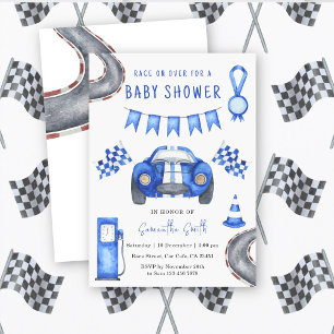 Invitación Ducha de bebé de coche de carreras en acuarela
