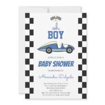 Ducha de bebé de coche de carreras vintage Oh Boy