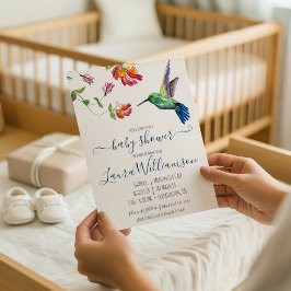 Invitación Ducha de Bebé de Colibrí de Verano en Acuarela