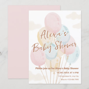 Invitación Ducha de bebé de color azul pastel